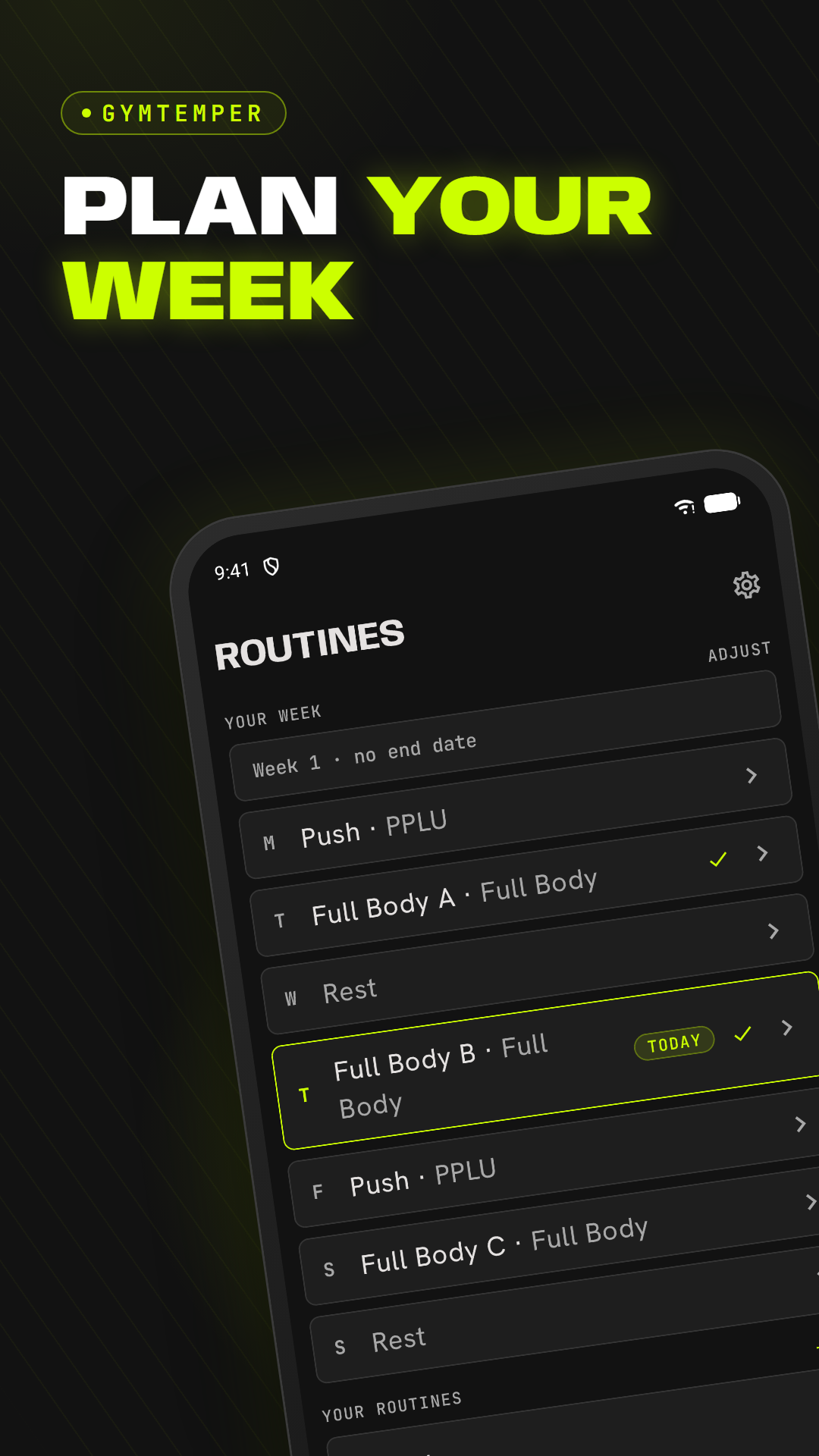 Routines and weekly plan